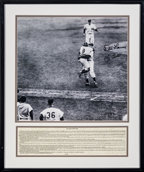 Yogi Berra & Don Larsen Dual Signed World Series Perfect Game Photo In 21x25 Framed Display (Beckett)